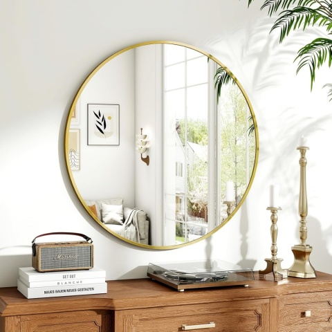 LUSTRO W RAMIE ZŁOTE OKRĄGŁE ŁAZIENKOWE 70 CM LOFT Koonmi