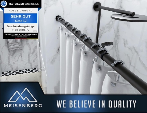 MEISENBERG nierdzewny drążek do zasłony prysznicowej bez wiercenia160-210cm
