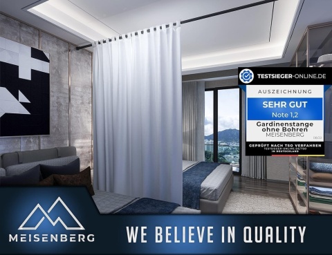 MEISENBERG nierdzewny drążek do zasłony prysznicowej bez wiercenia160-210cm