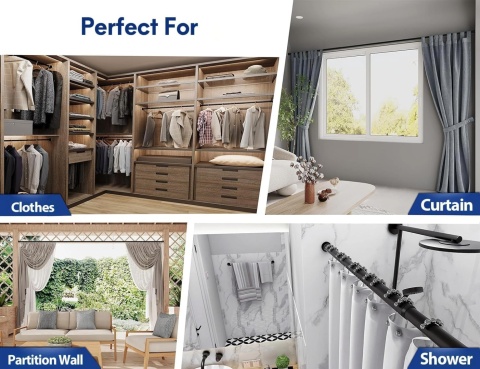 MEISENBERG nierdzewny drążek do zasłony prysznicowej bez wiercenia160-210cm