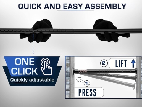 MEISENBERG nierdzewny drążek do zasłony prysznicowej bez wiercenia160-210cm