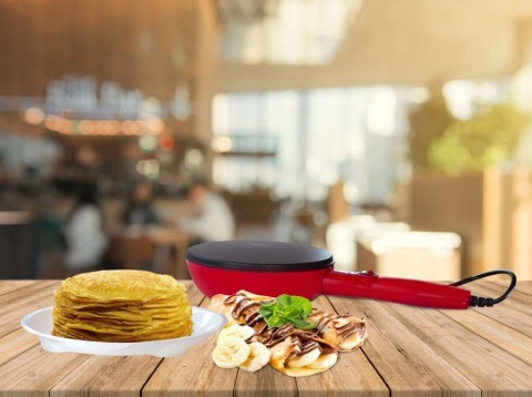 NALEŚNIKARKA ELEKTRYCZNA 800 W NIEPRZYWIERAJĄCA CZERWONO-CZARNA ZESTAW