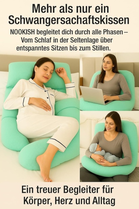 Nookish Poduszka ciążowa – ergonomiczna na całe ciało do odciążenia pleców i brzucha 3 w 1