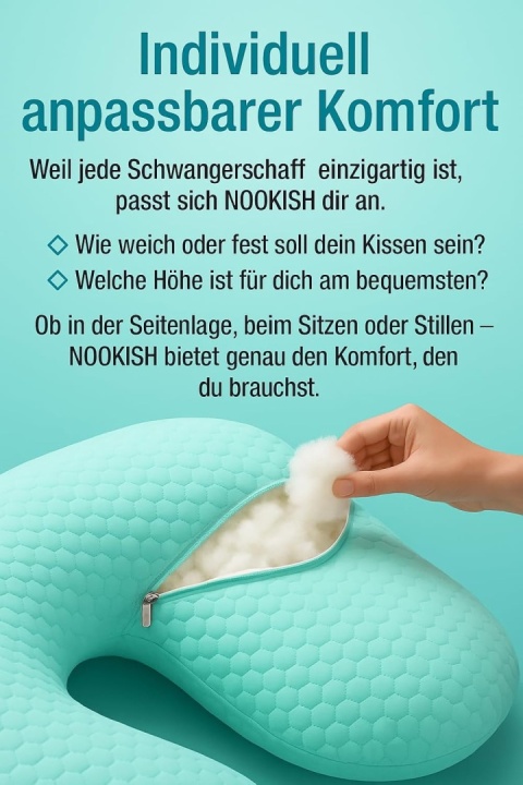 Nookish Poduszka ciążowa – ergonomiczna na całe ciało do odciążenia pleców i brzucha 3 w 1