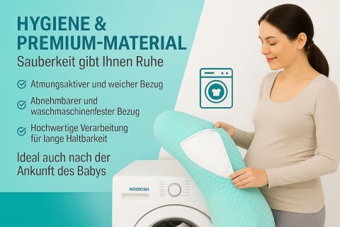 Nookish Poduszka ciążowa – ergonomiczna na całe ciało do odciążenia pleców i brzucha 3 w 1