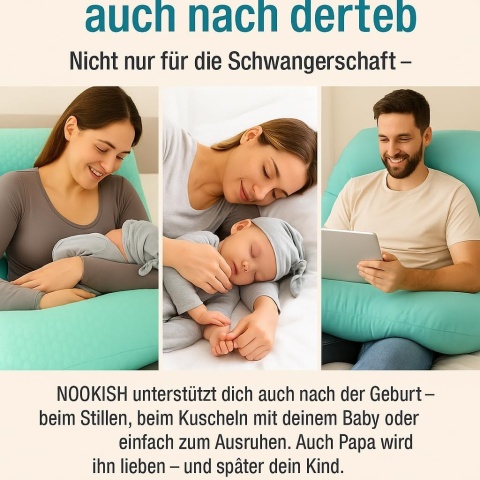Nookish Poduszka ciążowa – ergonomiczna na całe ciało do odciążenia pleców i brzucha 3 w 1
