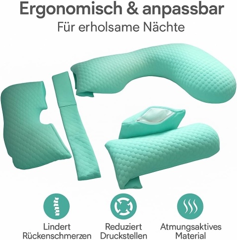 Nookish Poduszka ciążowa – ergonomiczna na całe ciało do odciążenia pleców i brzucha 3 w 1