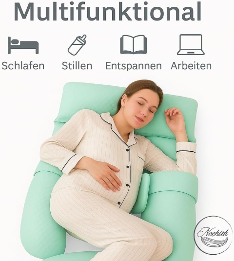Nookish Poduszka ciążowa – ergonomiczna na całe ciało do odciążenia pleców i brzucha 3 w 1