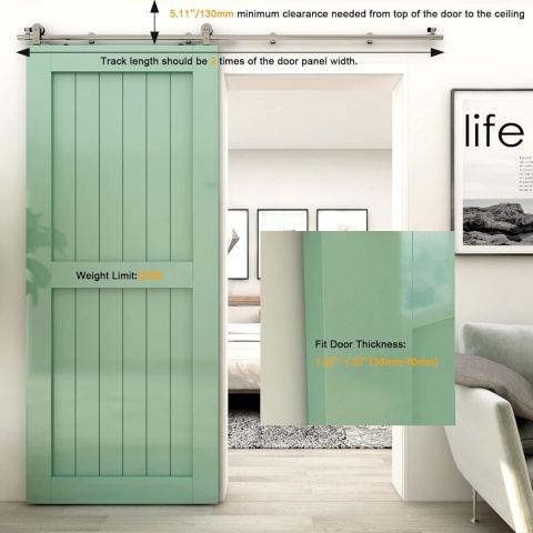 Okucie do drzwi przesuwnych ze stali nierdzewnej 167 cm, drzwi drewnianych