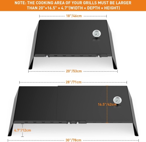 Płyta grillowa stal nierdzewna Onlyfire prostokątny 53-78cm x 42 cm