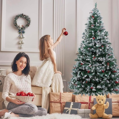 PureLiving sztuczna choinka premium 180cm stojak lampki szyszki