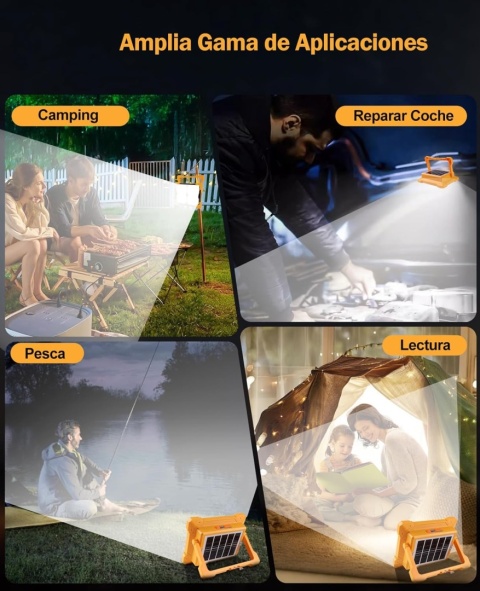 Reflektor roboczy LED, 4 panele świetlne, solar panel (300 W)