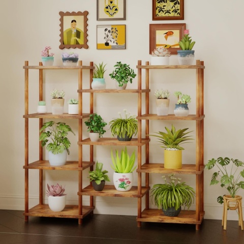 Regał YGYQZ, szeroka półka z 11 otwartymi półkami drewniana