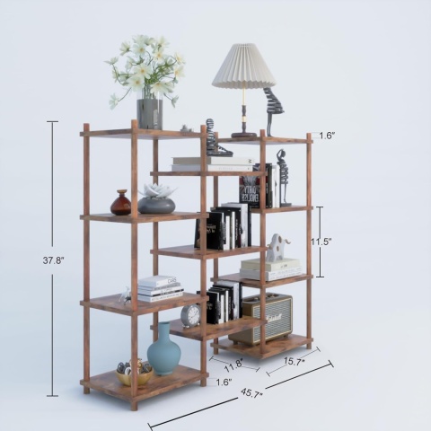 Regał YGYQZ, szeroka półka z 11 otwartymi półkami drewniana