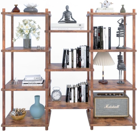 Regał YGYQZ, szeroka półka z 11 otwartymi półkami drewniana