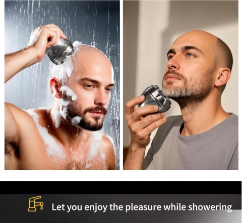 Sarsumir golarka elektryczna 5D Łysa głowa 0 mm wodoodporna, USB-C, srebrny, 7,5 x 7,2 cm