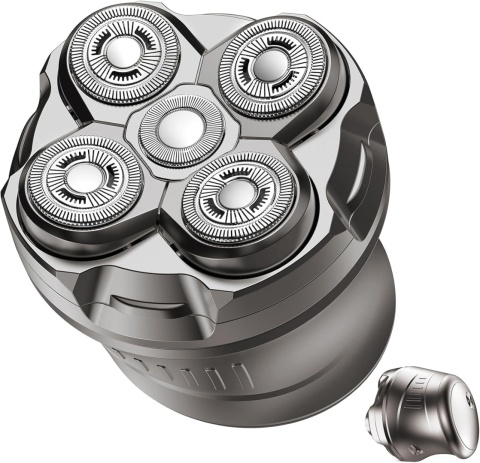 Sarsumir golarka elektryczna 5D Łysa głowa 0 mm wodoodporna, USB-C, srebrny, 7,5 x 7,2 cm