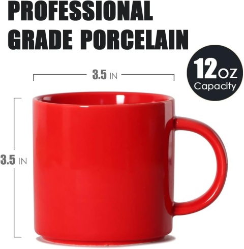 Smilatte Kubki porcelanowe z możliwością układania w stos, ceramiczny zestaw 4 szt.