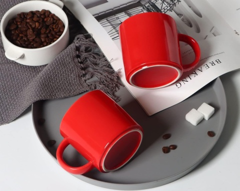 Smilatte Kubki porcelanowe z możliwością układania w stos, ceramiczny zestaw 4 szt.