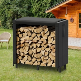 Stojak na drewno opałowe z plandeką wodoodporna 122 × 58,5 × 122 cm