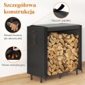 Stojak na drewno opałowe z plandeką wodoodporna 122 × 58,5 × 122 cm