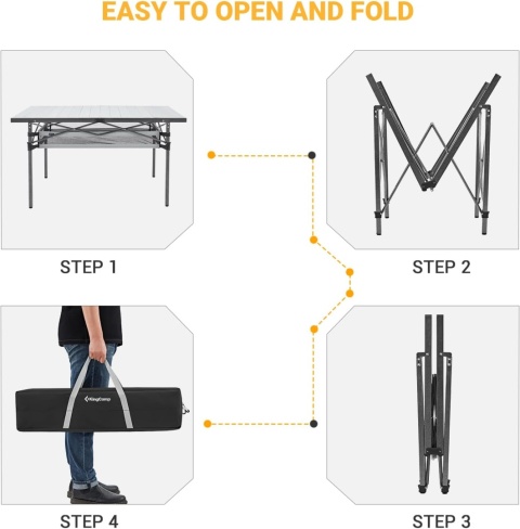 Stół turystyczny KingCamp 70 x 136 x 70 cm szary