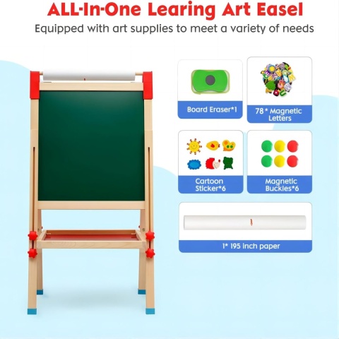 TABLICA KREDOWA MAGNETYCZNA DWUSTRONNA 4W1 ZESTAW DO NAUKI DZIECI GRATISY