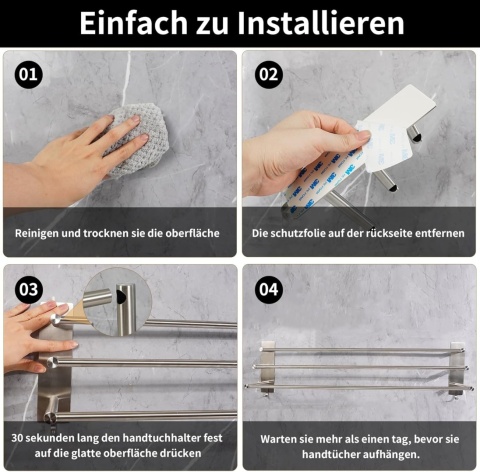 Wieszak na ręczniki 75 cm bez wiercenia SUS304 Vista