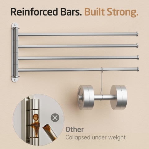Wieszak na ręczniki łazienkowy obrotowy 360° 4-ramienny aluminium ścienny