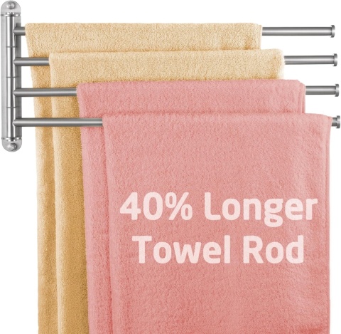 Wieszak na ręczniki łazienkowy obrotowy 360° 4-ramienny aluminium ścienny