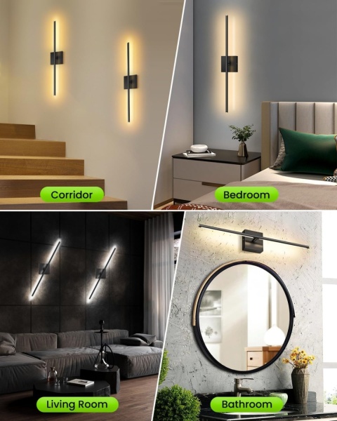 Zestaw 2 kinkietów CLY zasilanych bateriami, 75 cm 10000 mAh, z pilotem, 6 kolorów, ściemnialne,