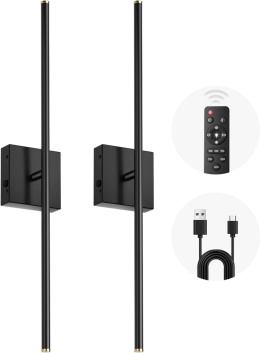 Zestaw 2 kinkietów CLY zasilanych bateriami, 75 cm 10000 mAh, z pilotem, 6 kolorów, ściemnialne,