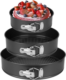 Zestaw 3 form do pieczenia ciasta ze stali nierdzewnej, okrągłych, 18/20/22 cm, antybakteryjnych