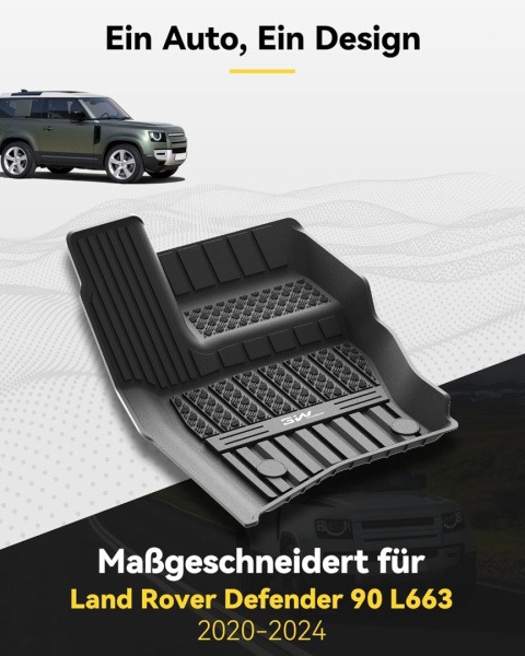 3W Dywaniki i mata do bagażnika do Land Rover Defender 90 L663 2020-2026, TPE