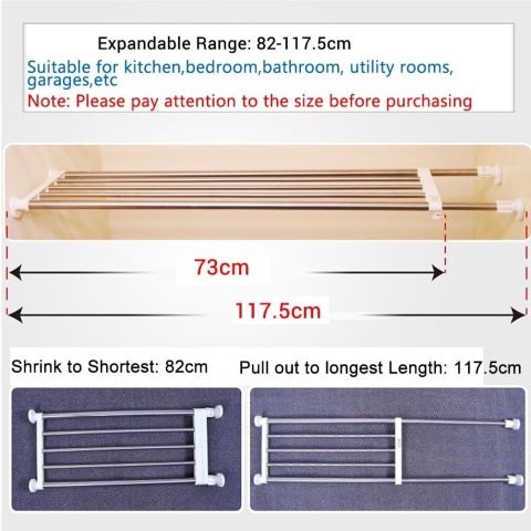 BAOYOUNI Regulowana Półka Teleskopowy Organizer Do Szafy 60-100cm czarny