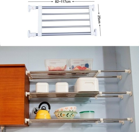 BAOYOUNI Regulowana Półka Teleskopowy Organizer Do Szafy 60-100cm czarny