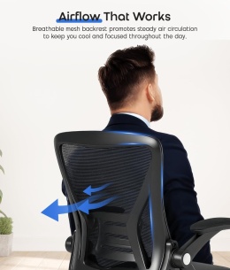 Ergonomiczny fotel biurowy z wyściełanym siedziskiem, regulowany