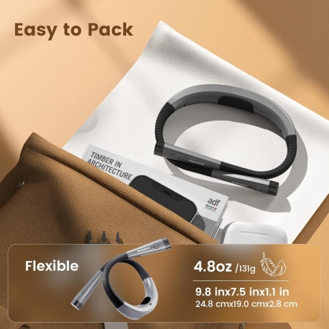 Glocusent latarka lampka LED do czytania na szyje poziomy jasności USB NECK