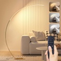 Lampa łukowa LED do salonu, 25 W, ściemniana, złota lampa stojąca z pilotem
