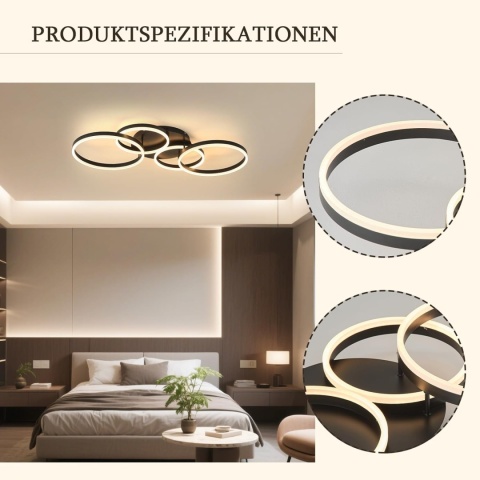 Lampa sufitowa LED, ściemniana, 40-60 W, 100 cm, PILOT, APLIKACJA