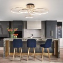 Lampa sufitowa LED, złota, 5 pierścieni, ściemniana, z pilotem , 93 cm