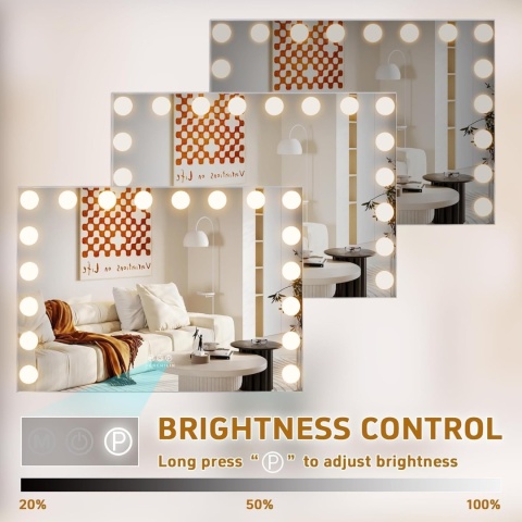 Lustro stojące FENCHILIN prostokątne z LED i Bluetooth 800 x 580 mm
