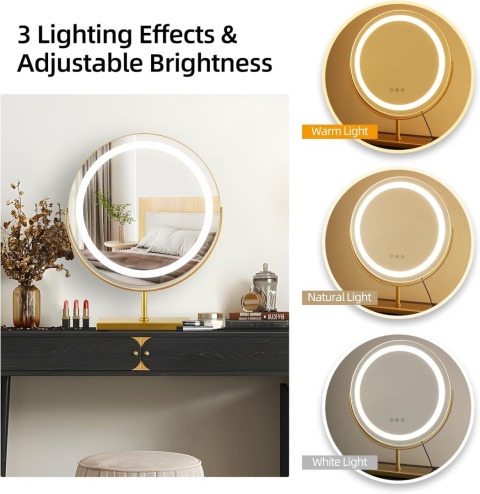 MantoLite Lusterko kosmetyczne z oświetleniem LED, 40 cm, z 3 trybami
