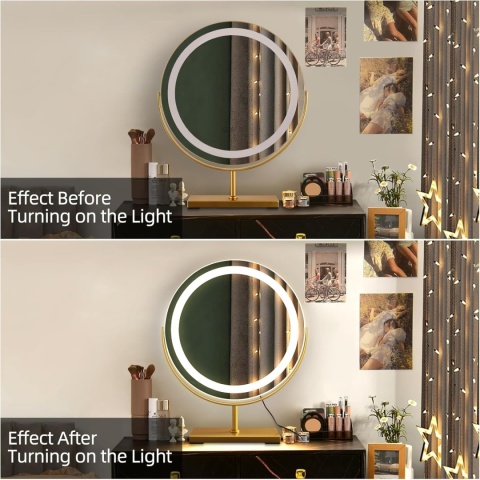 MantoLite Lusterko kosmetyczne z oświetleniem LED, 40 cm, z 3 trybami