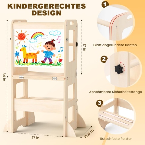 Montessori Wieża edukacyjna dla dzieci od 1 roku życia, 4 w 1
