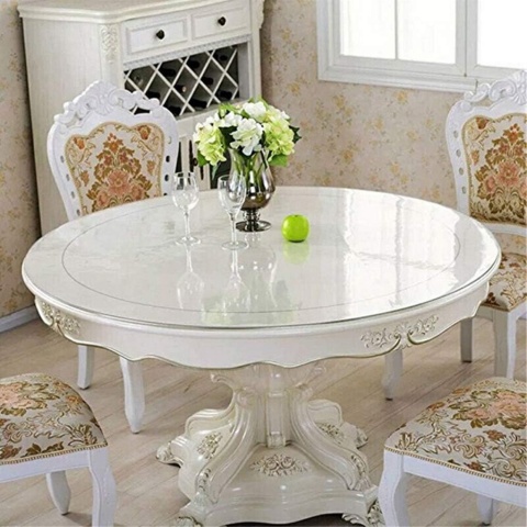 Okrągły Przeźroczysty Obrus PVC Wodoodporny Trwały Wytrzymały 130 cm