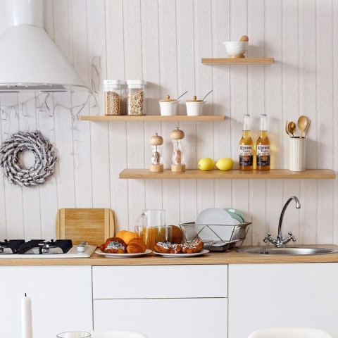 Półka ścienna wisząca 90cm lite drewno do salonu, kuchni, łazienki
