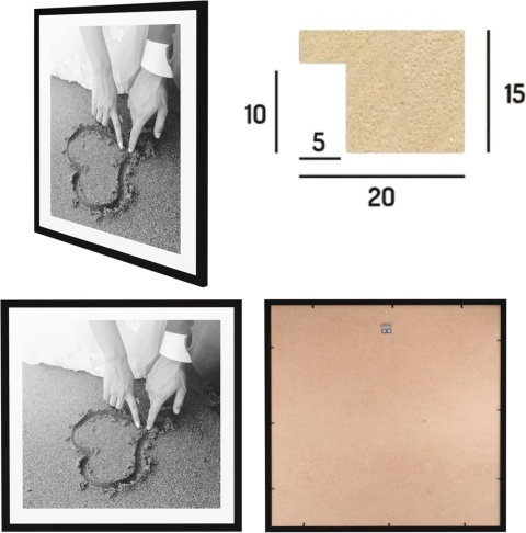 RAMKA 60x60 RAMKA NA ZDJĘCIA 60x60 Ramki na zdjęcie kwadratowa CZARNA MDF