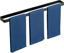 SAYAYO Wieszak na ręczniki, bez wiercenia, czarny, samoprzylepny, montaż na ścianie, aluminiowy, do łazienki i kuchni, 70 cm