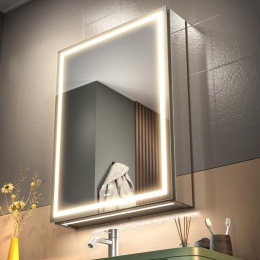 GANPE Lustro łazienkowe, szafka LED 50 x 70 cm, z oświetleniem przeciwmgielnym